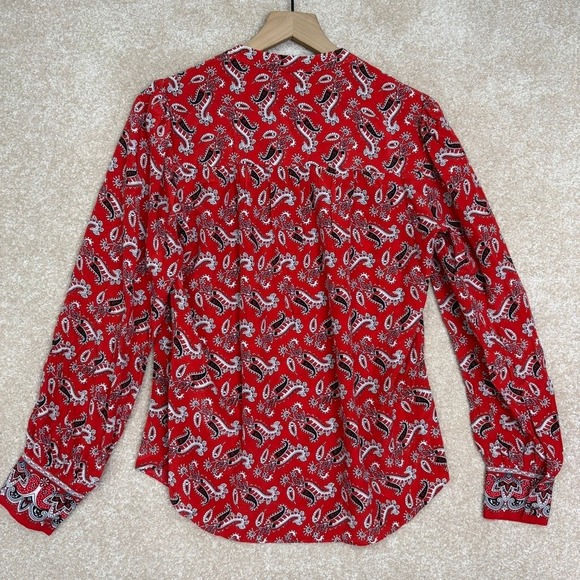 Veronica Beard Silk Blouse Size 8 Red Abbie Paisley Top - Picture 7 of 10